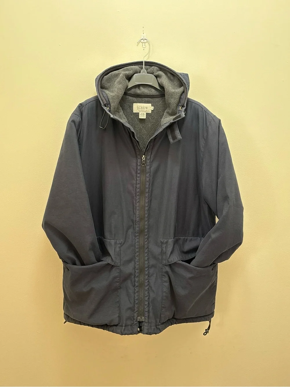 Vintage 90’s J.Crew Navy Fleece Lined Barn Parka Jacket Medium Gorpcore Utility